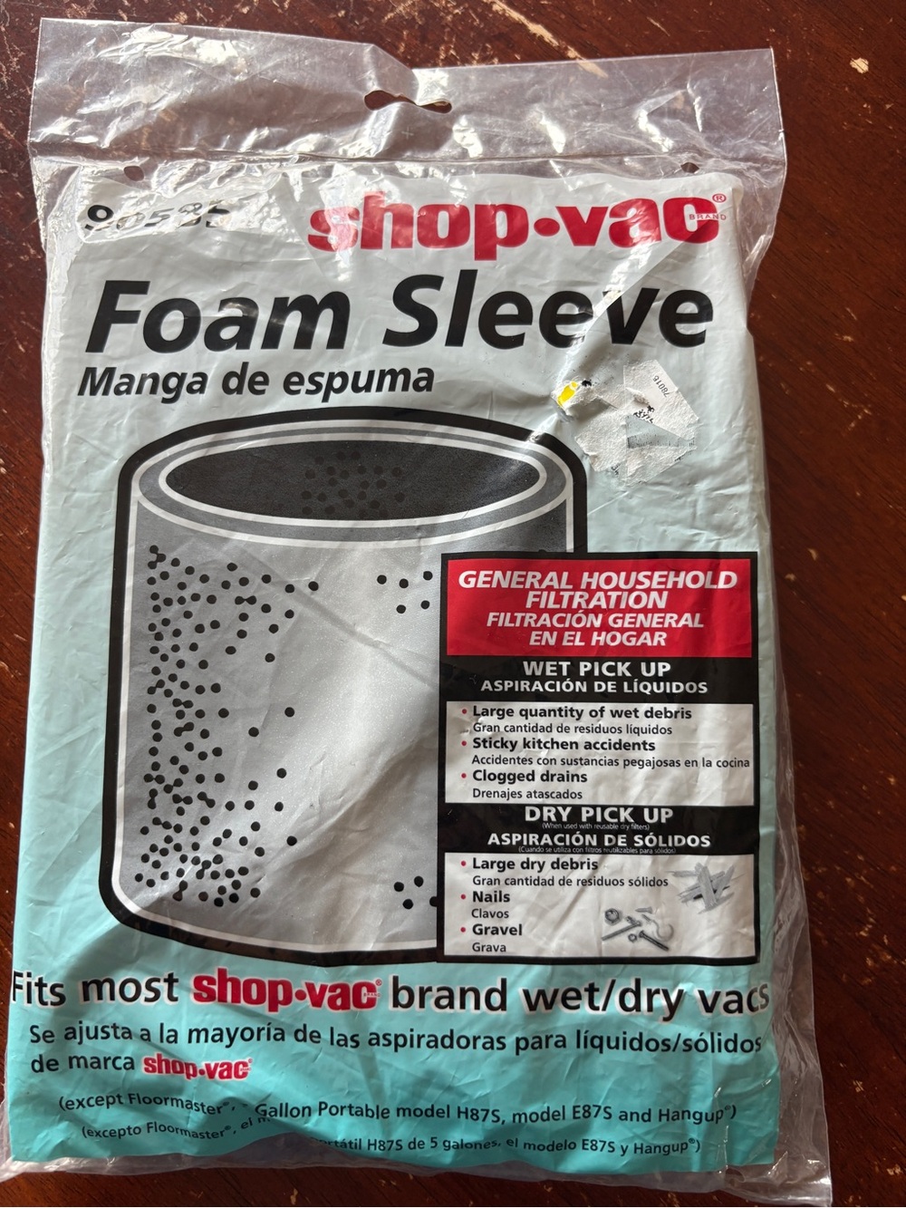 White Foam Sleeve Filter for Wet/Dry Vacuums